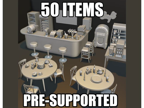Restaurant Bar Diorama Pack 3D Model