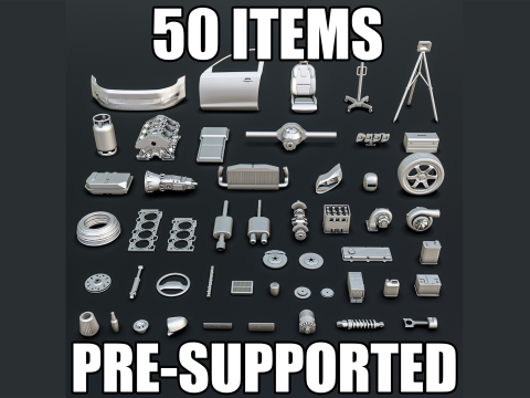 Car Parts Diorama Pack 1-24 1-32 1-35 1-64 3D Print Model