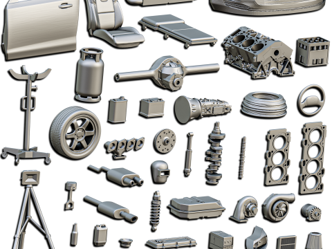 Car Parts Diorama Pack 1-24 1-32 1-35 1-64 3D Print Model