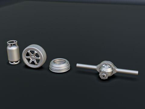 Car Parts Diorama Pack 1-24 1-32 1-35 1-64 3D Print Model