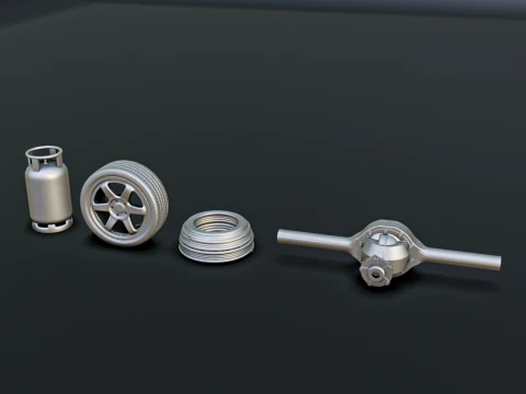 Car Parts Diorama Pack 1-24 1-32 1-35 1-64 3D Print Model