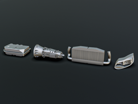 Car Parts Diorama Pack 1-24 1-32 1-35 1-64 3D Print Model