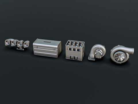 Car Parts Diorama Pack 1-24 1-32 1-35 1-64 3D Print Model