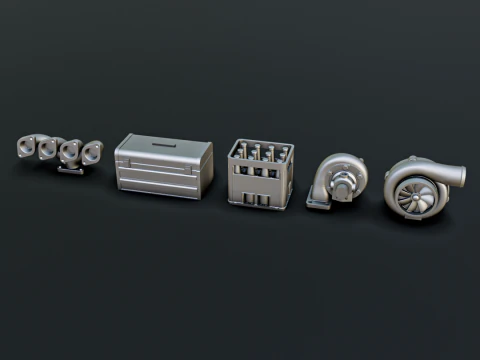 Car Parts Diorama Pack 1-24 1-32 1-35 1-64 3D Print Model