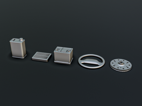 Car Parts Diorama Pack 1-24 1-32 1-35 1-64 3D Print Model