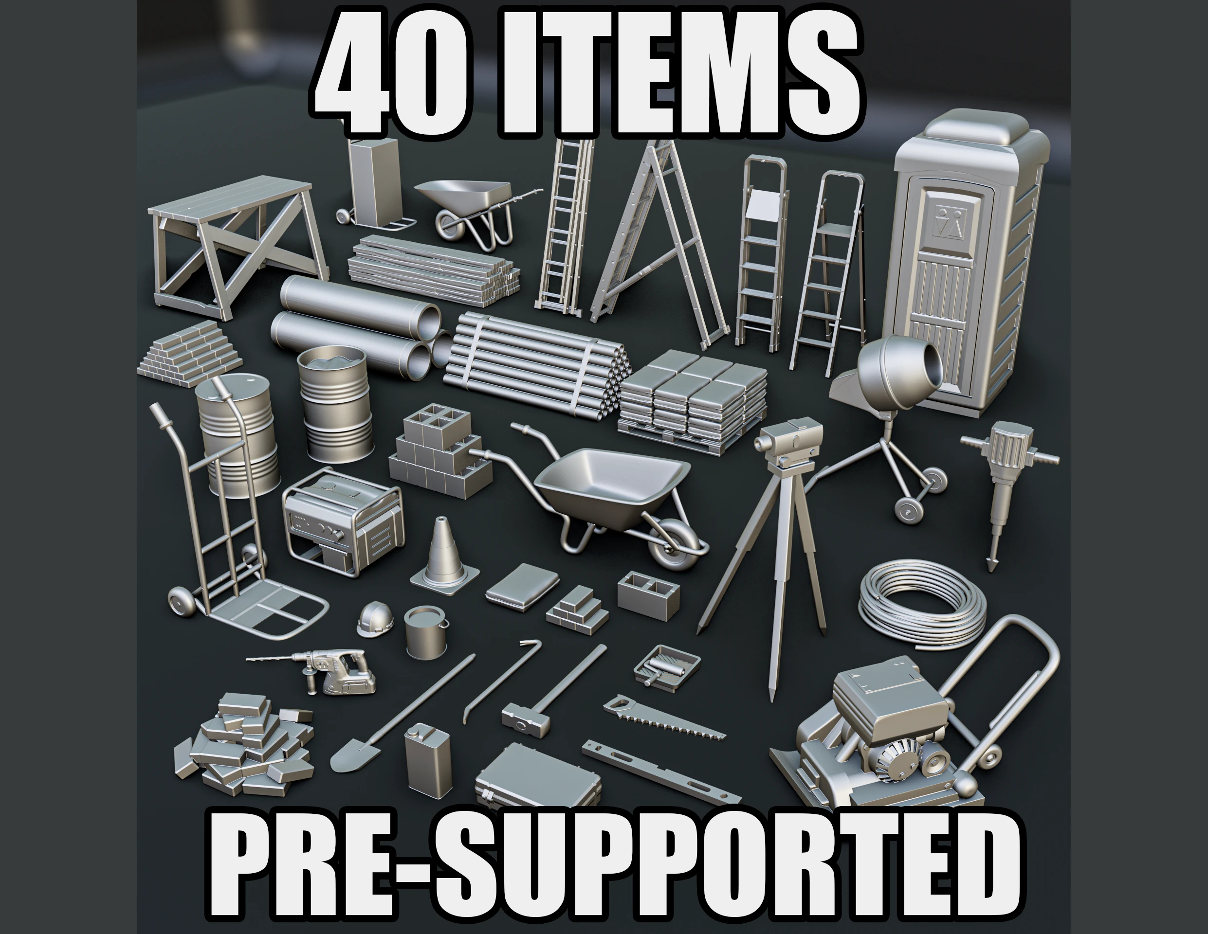 Construction Works Diorama Pack 3D Print Model .c4d .max .obj .3ds .fbx .stl .blend
