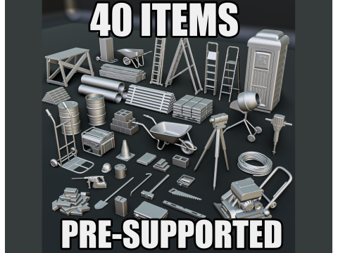 Construction Works Diorama Pack 3D Принт Модель