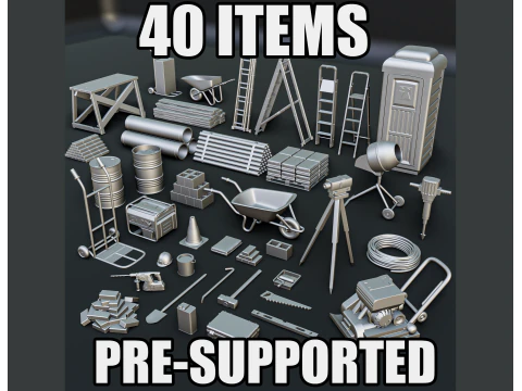 Pacote Diorama de Obras de Constru&ccedil;&atilde;o Modelo de Impressão 3D