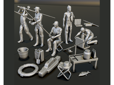 Fishing Diorama Pack 3D 프린트 모델