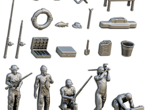 Fishing Diorama Pack Model do druku 3D