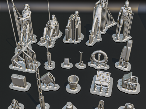 Fishing Diorama Pack Model do druku 3D