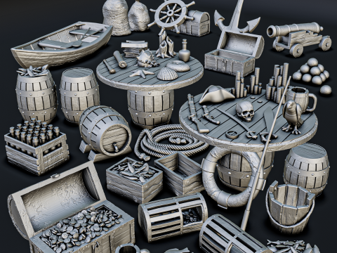 Pirate Ship Diorama Pack 3D Принт Модель