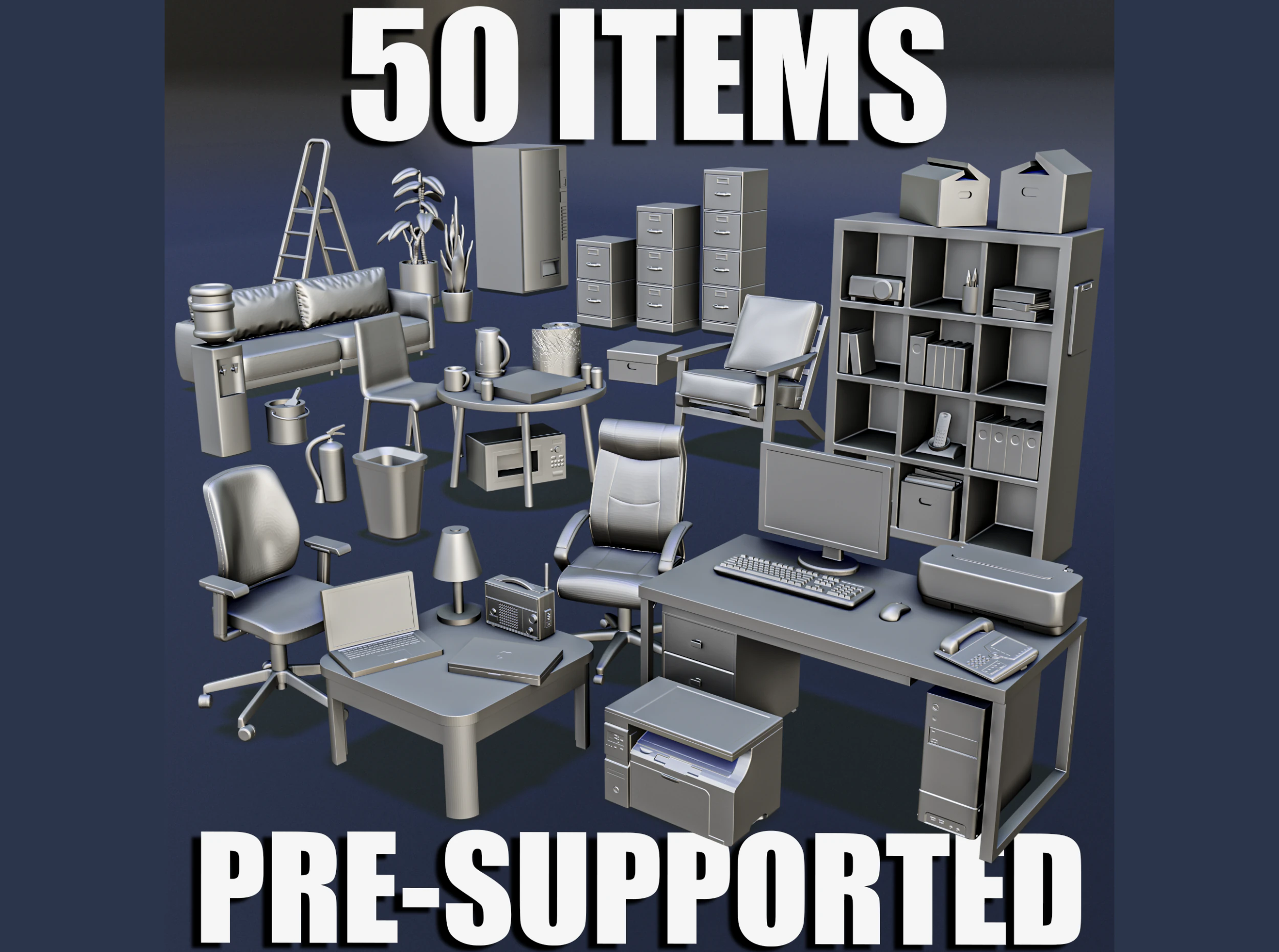 Office Work Diorama Pack 3D Print Model .c4d .max .obj .3ds .fbx .stl .blend