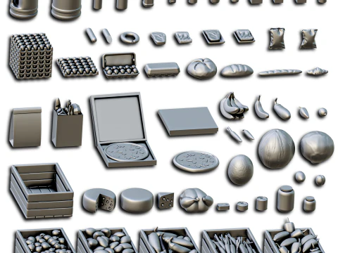 Supermarket Food Diorama Pack 3D Print Model