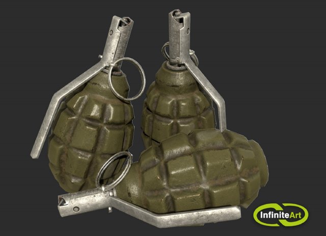 Grenade F1 Model 3D .c4d .max .obj .3ds .fbx .stl .blend 
