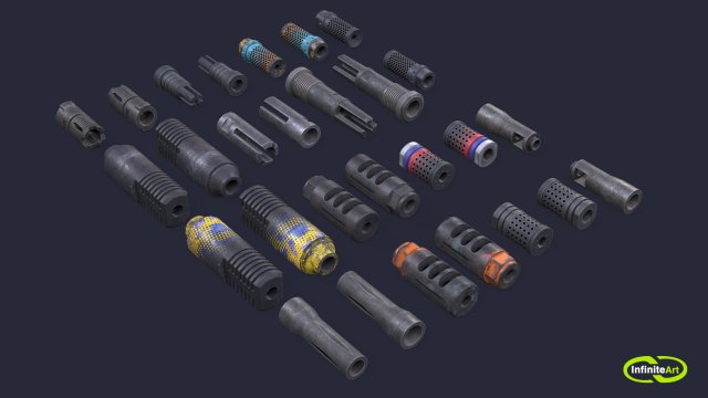 Flash-Hider suppressor 3D Model .c4d .max .obj .3ds .fbx .stl .blend 