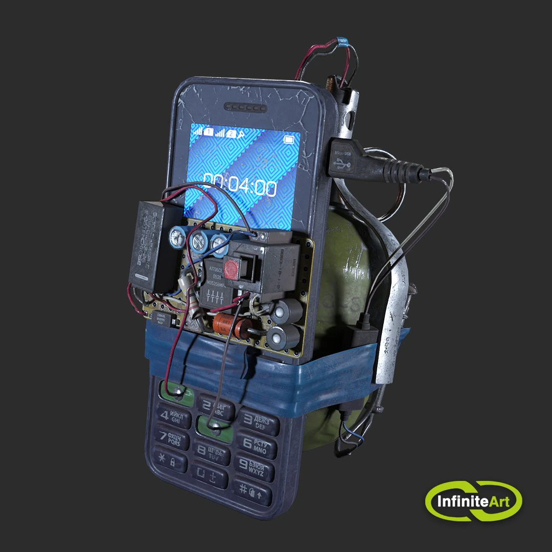 Explosive device 3D Model .c4d .max .obj .3ds .fbx .stl .blend 