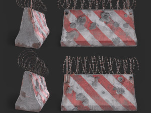 Concrete block with barbed wire Barricade Model 3D