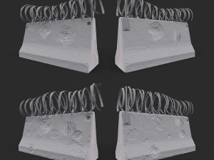Concrete block with barbed wire Barricade Model 3D