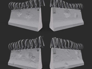 Concrete block with barbed wire Barricade 3D Model