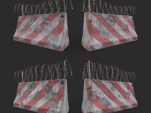 Concrete block with barbed wire Barricade Model 3D