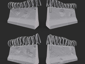 Concrete block with barbed wire Barricade Model 3D