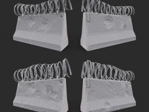 Concrete block with barbed wire Barricade 3D Model