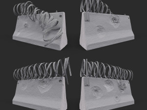 Concrete block with barbed wire Barricade Model 3D