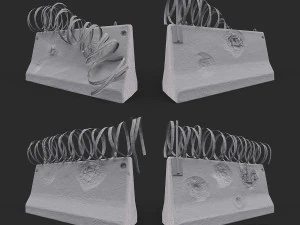 Concrete block with barbed wire Barricade 3D Model