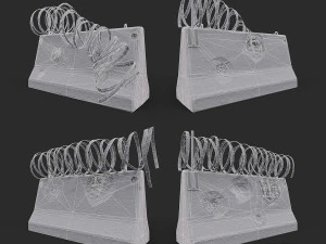 Concrete block with barbed wire Barricade 3D Model