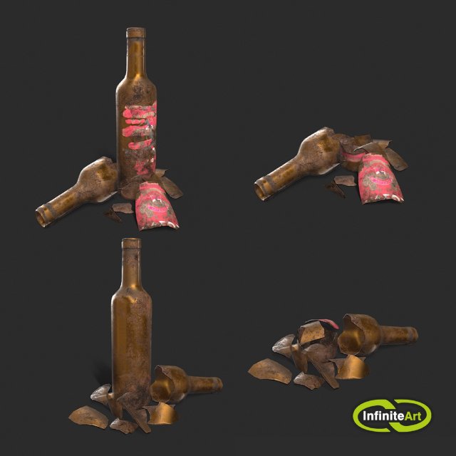 Bottle - glass and time Model 3D .c4d .max .obj .3ds .fbx .stl .blend 