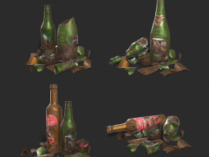 Bottle - glass and time Model 3D