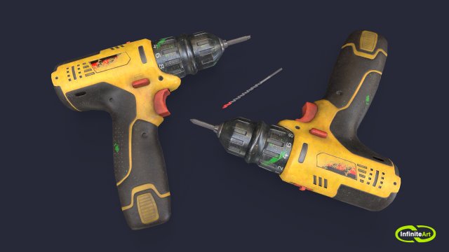 Screwdriver Drill 3D Model .c4d .max .obj .3ds .fbx .stl .blend 