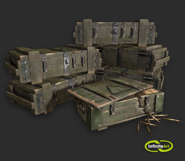 Ammo Transport Box 3D Модель .c4d .max .obj .3ds .fbx .stl .blend 