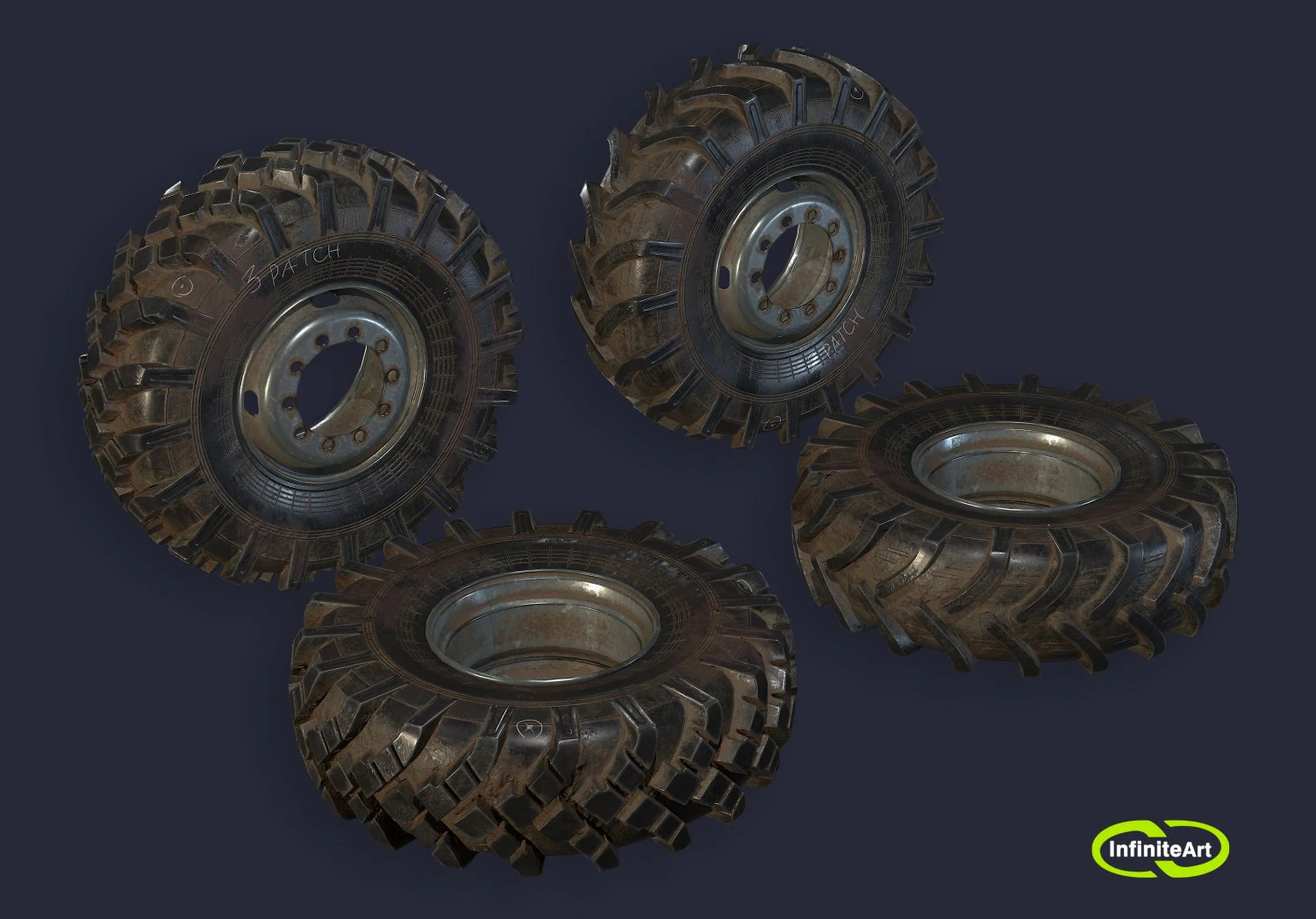 Car Tires 3D Model .c4d .max .obj .3ds .fbx .stl .blend 
