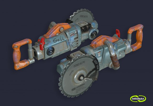 Chainsaw Circular Saw Modèle 3D .c4d .max .obj .3ds .fbx .stl .blend 