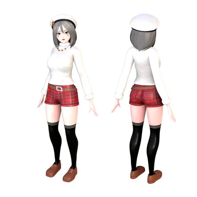 Casual girl character 3D Model .c4d .max .obj .3ds .fbx .stl .blend 