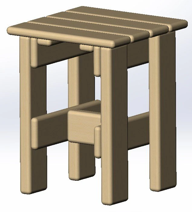 Wooden stool 3D Model .c4d .max .obj .3ds .fbx .stl .blend