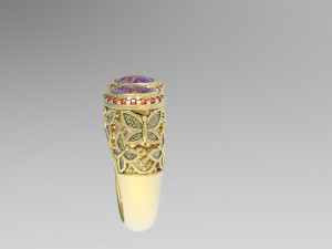 BUTTERFLY RING WITH STONE 3D 프린트 모델