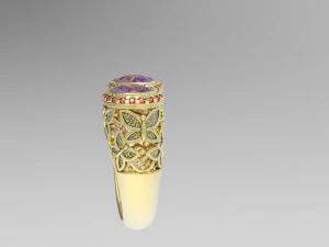 BUTTERFLY RING WITH STONE 3D Print Model