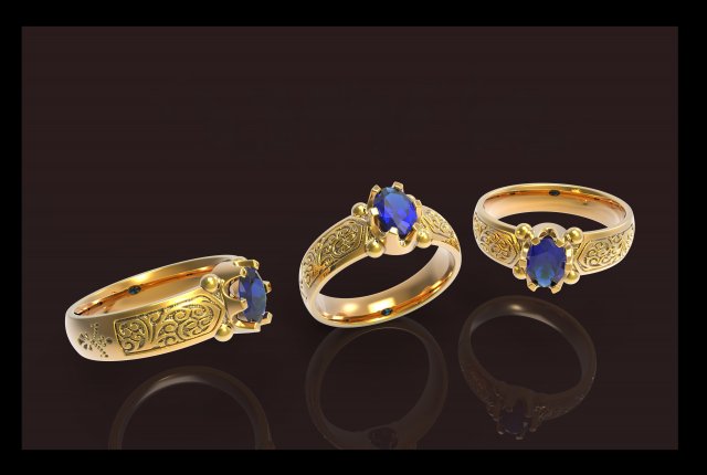 Oval stone ring vvv 3D-printmodel .c4d .max .obj .3ds .fbx .stl .blend 