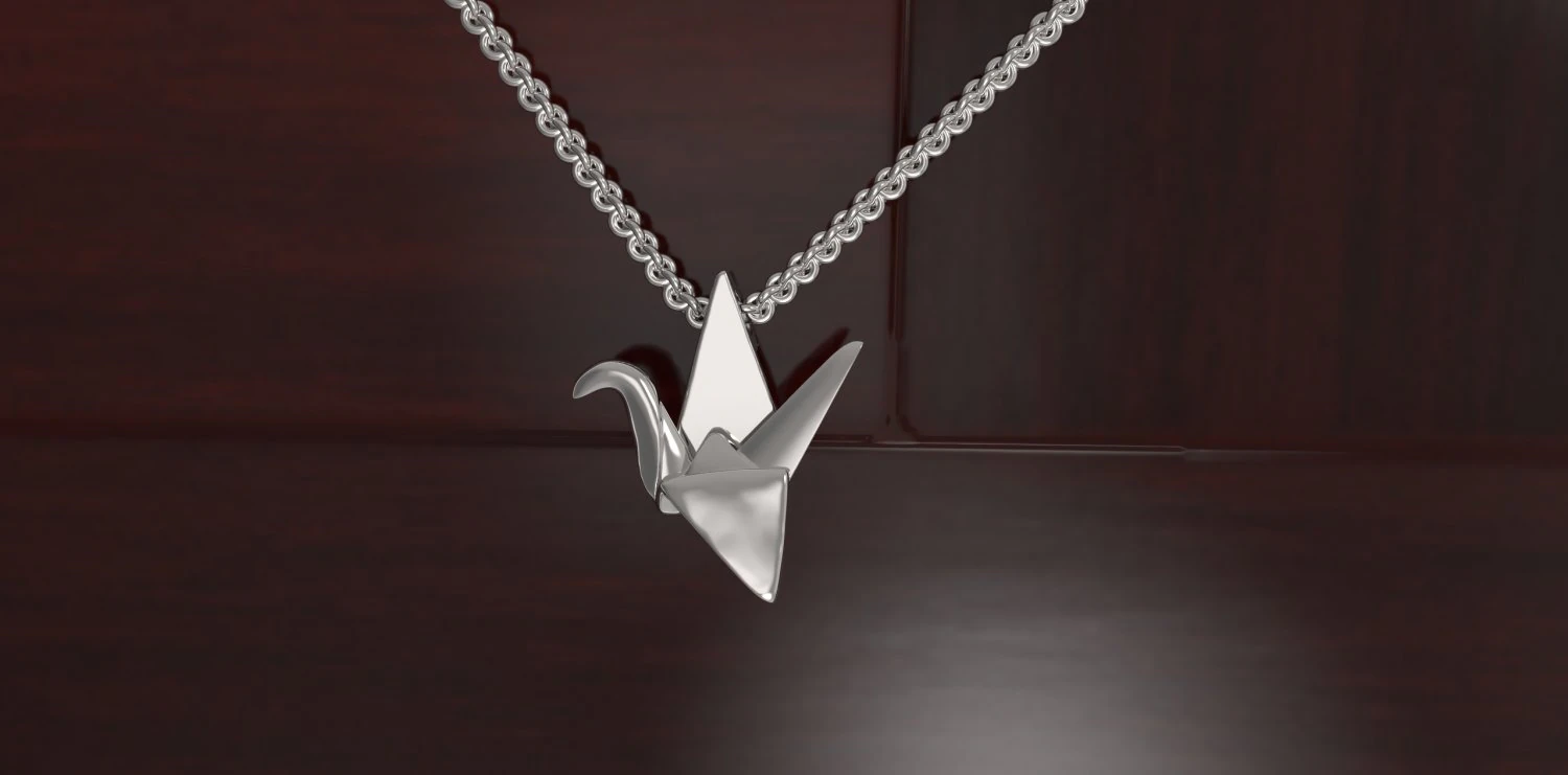 Origami crane pendant 3D Print Model .c4d .max .obj .3ds .fbx .stl .blend 
