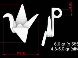 Origami crane pendant 3D 프린트 모델