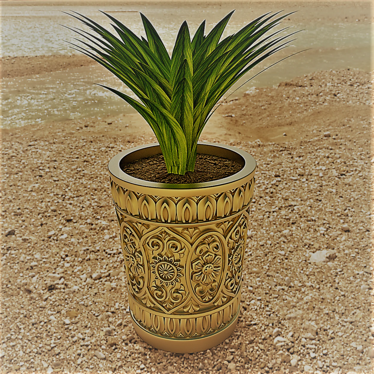 Flower pot pattern 2 3D Print Model .c4d .max .obj .3ds .fbx .stl .blend