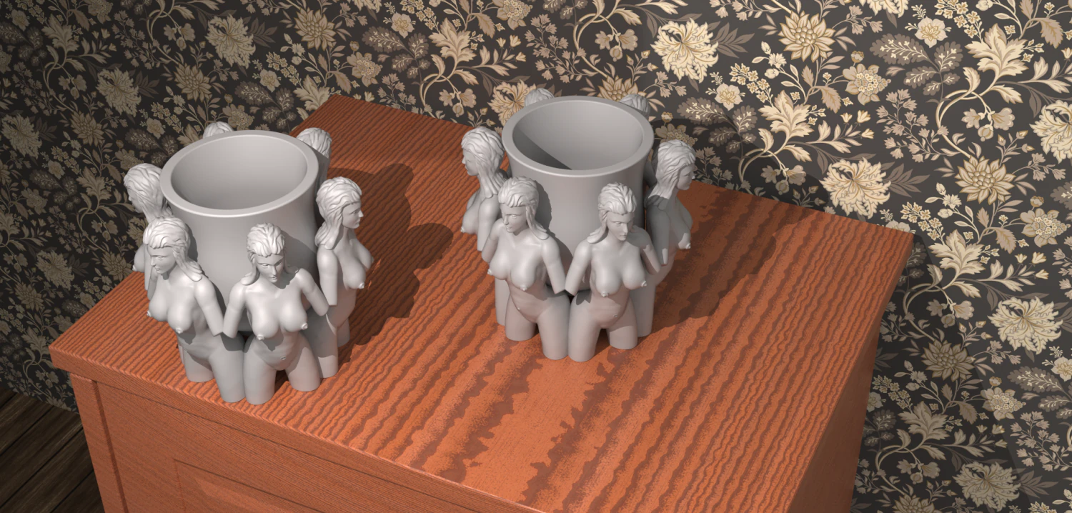Flower pot girls 3D Print Model .c4d .max .obj .3ds .fbx .stl .blend 