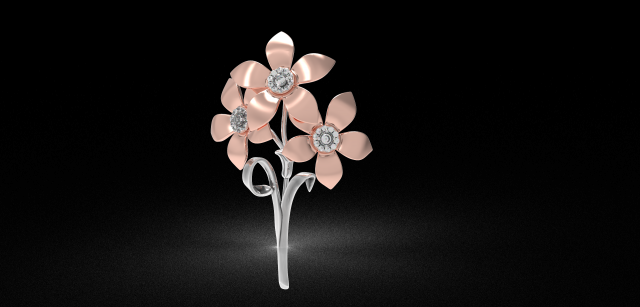 Flower brooch 3Dプリントモデル .c4d .max .obj .3ds .fbx .stl .blend