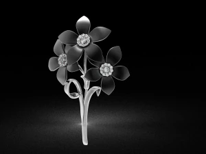 Flower brooch 3D Print Model