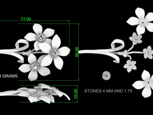 Flower brooch 3Dプリントモデル