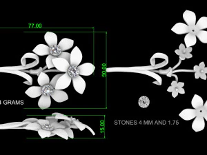 Flower brooch 3D Print Model