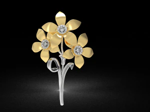 Flower brooch 3D Print Model